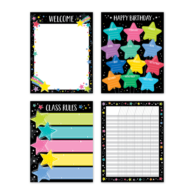 CREATIVE TEACHING PRESS, INC. CTP10989 Creative Teaching Press Star Bright Classroom Essentials Charts, 17in x 22in, Multicolor, Pack Of 4 Charts