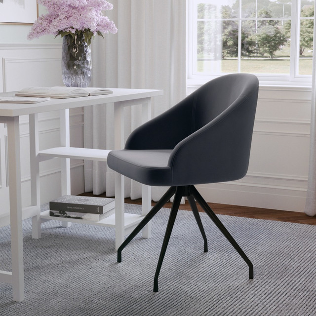 FLASH FURNITURE CH222119GYBK Martha Stewart Sora Upholstered Mid-Back Stationary Office Task Chair, Velvet, Gray/Oil-Rubbed Bronze FLASH FURNITURE CH222119GYBK Martha Stewart Sora Upholstered Mid-Back Stationary Office Task Chair, Velvet, Gray/Oil-Rubbed Bronze