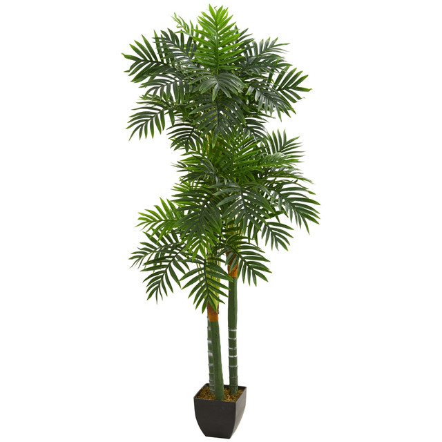 NEARLY NATURAL INC. 5534 Nearly Natural Triple Areca Palm 66inH Artificial Tree With Pot, 66inH x 13inW x 13inD, Green NEARLY NATURAL INC. 5534 Nearly Natural Triple Areca Palm 66inH Artificial Tree With Pot, 66inH x 13inW x 13inD, Green