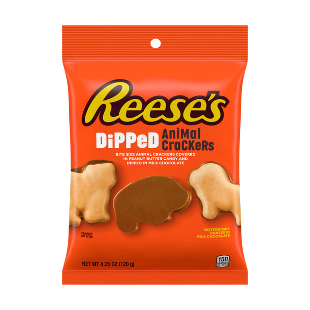 HERSHEY 34000 21753 Reeses Dipped Animal Crackers Peg Bags, 4.25 Oz, Pack Of 12 Bags