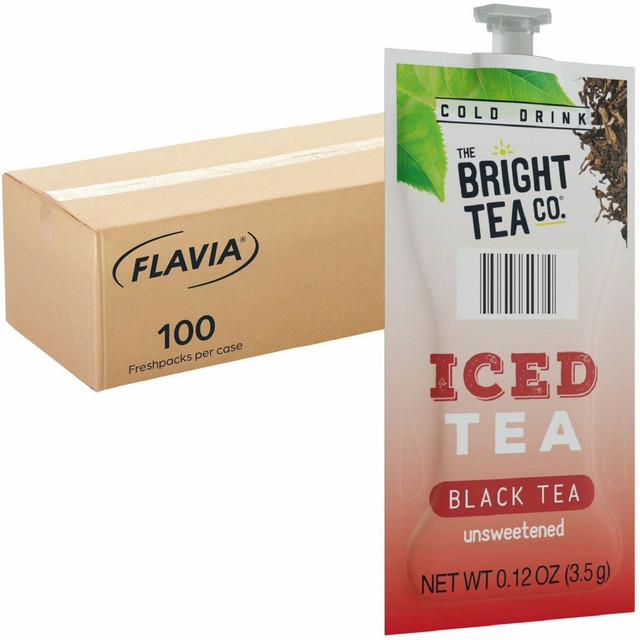 LAVAZZA 48047 The Bright Tea Co. Unsweetened Iced Black Tea Freshpack - Compatible with Flavia Creation 300 with Chill Refresh Module, Flavia Creation 600 with Chill Module - Black Tea - 100 / Carton