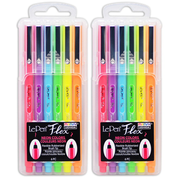 EDUCATORS RESOURCE UCH48006F-2 Marvy Uchida LePen Flex, Neon Colors, 6 Per Pack, Set Of 2 Packs EDUCATORS RESOURCE UCH48006F-2 Marvy Uchida LePen Flex, Neon Colors, 6 Per Pack, Set Of 2 Packs