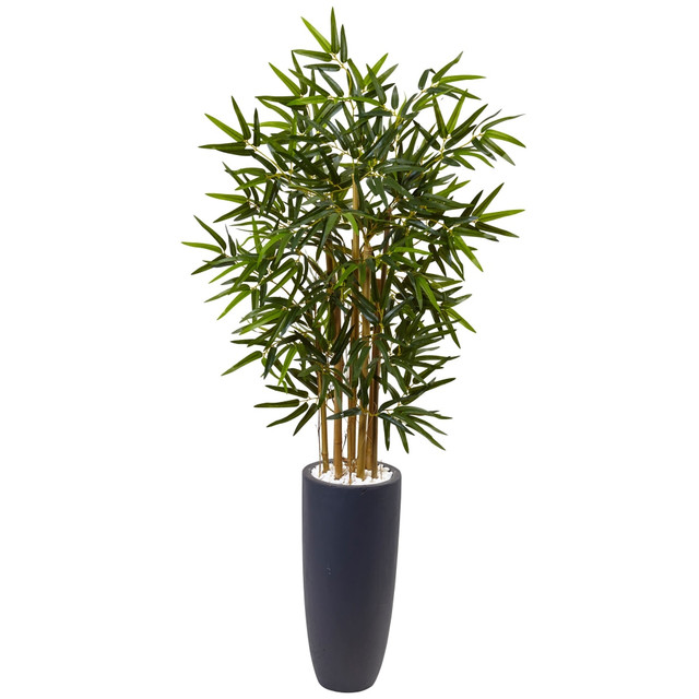 NEARLY NATURAL INC. 5819 Nearly Natural Bamboo 48inH Artificial Tree With Cylinder Planter, 48inH x 24inW x 24inD, Green
