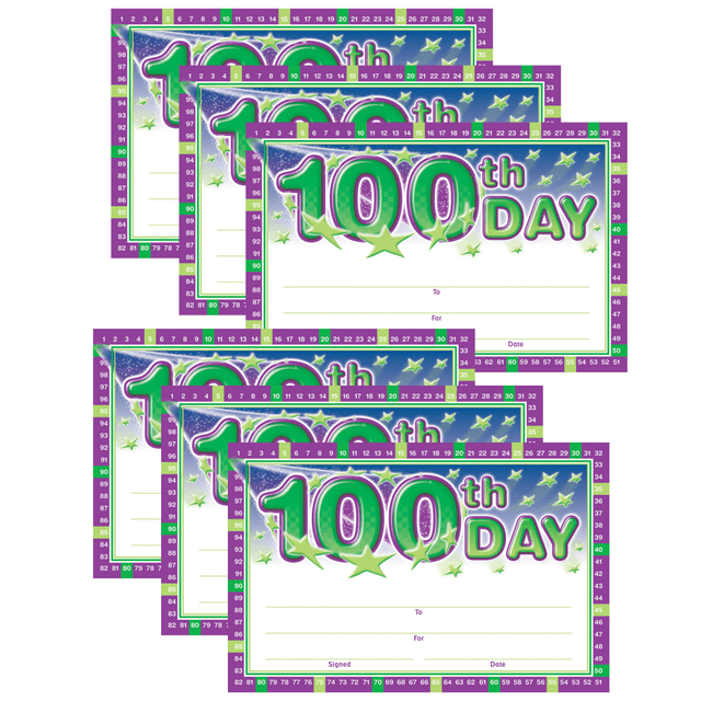 EDUCATORS RESOURCE NST6009-6 North Star Teacher Resources 100th Day Anytime Awards, 36 Per Pack, Set Of 6 Packs