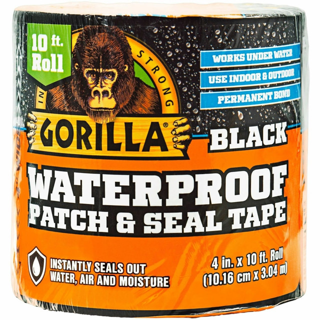 THE GORILLA GLUE COMPANY 4612502 Gorilla Waterproof Patch & Seal Tape - 10 ft Length x 4in Width - Black - 1 Each