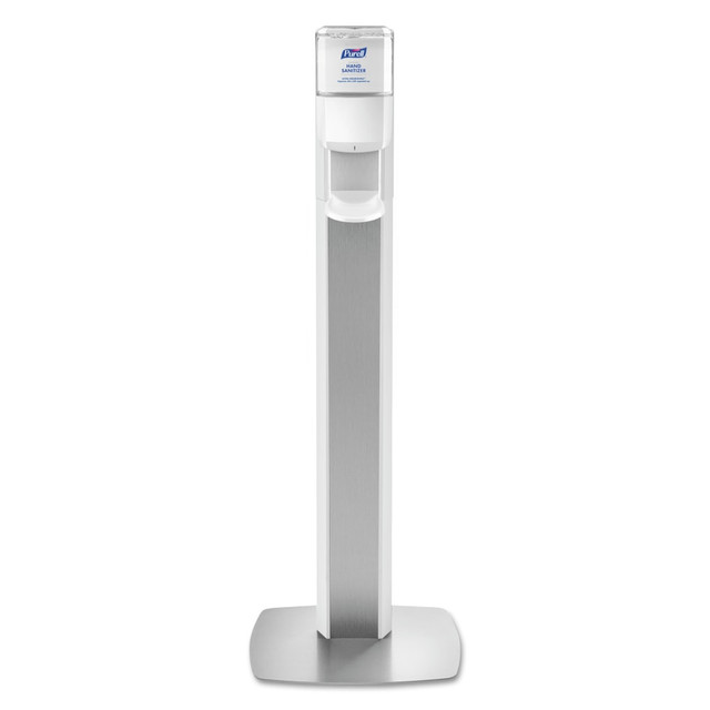 GOJO INDUSTRIES INC 7306-DS-SLV PURELL MESSENGER ES6 Floor Stand with Dispenser, 1,200 mL, 13.16 x 16.63 x 51.57, Silver/White