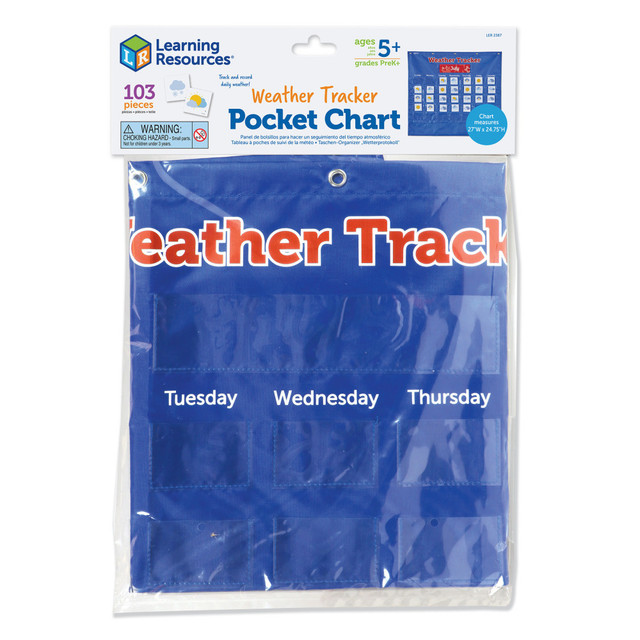 LEARNING RESOURCES, INC. LER2387 Learning Resources Weather Tracker Pocket Chart, Multicolor
