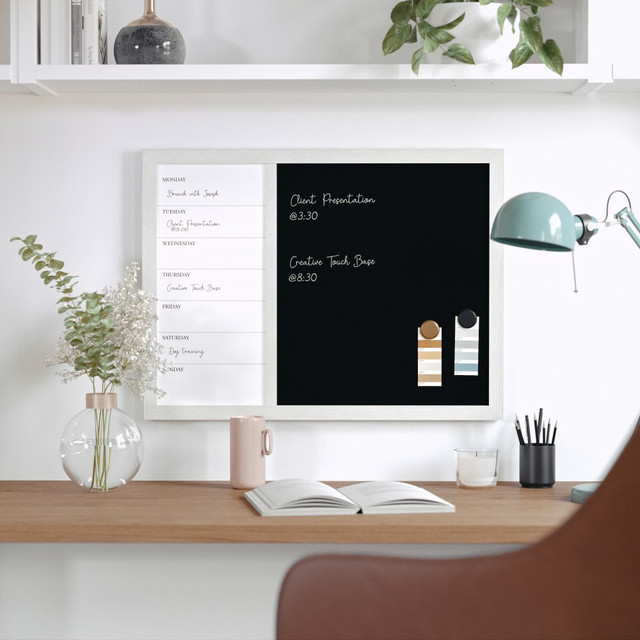 FLASH FURNITURE BRPMCO1M24561WT Martha Stewart Everette Magnetic Weekly Calendar Dry-Erase/Chalk Board, 18in x 24in, White Woodgrain FLASH FURNITURE BRPMCO1M24561WT Martha Stewart Everette Magnetic Weekly Calendar Dry-Erase/Chalk Board, 18in x 24in, White Woodgrain