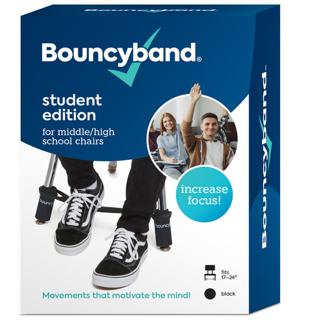 BOUNCY BANDS CT, LLC BBACMBK Bouncyband Chair Band for Middle/High School Desks, 5-1/4in x 2-5/8in, Black BOUNCY BANDS CT, LLC BBACMBK Bouncyband Chair Band for Middle/High School Desks, 5-1/4in x 2-5/8in, Black