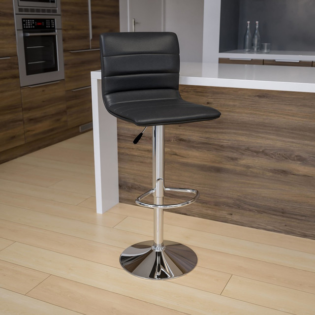 FLASH FURNITURE CH920231GY Contemporary Adjustable Bar Stools, Gray Vinyl/Chrome Frame FLASH FURNITURE CH920231GY Contemporary Adjustable Bar Stools, Gray Vinyl/Chrome Frame