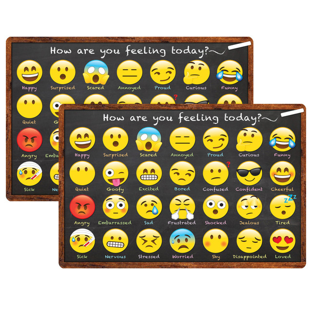 EDUCATORS RESOURCE ASH91507-2 Smart Poly Welcome Mat With Slip Resistant Backing, 15.5in x 23.5in, Emotion Icon Feelings, Pack Of 2