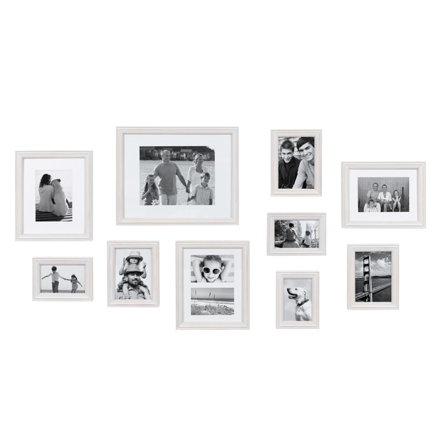 UNIEK INC. 213728 Kate And Laurel Bordeaux Gallery Wall Frame Kit, 15-1/2in x 12-1/2in, White Wash, Set of 10 UNIEK INC. 213728 Kate And Laurel Bordeaux Gallery Wall Frame Kit, 15-1/2in x 12-1/2in, White Wash, Set of 10