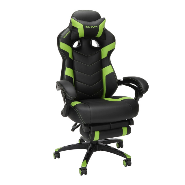 RESPAWN RSP-110V2-GRN  110 Pro Ergonomic Bonded Leather Computer Gaming Chair, Black/Green