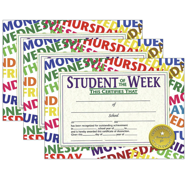EDUCATORS RESOURCE H-VA529-3 Hayes Publishing Student Of the Week Certificate, 8.5in x 11in, 30 Per Pack, Set Of 3 Packs