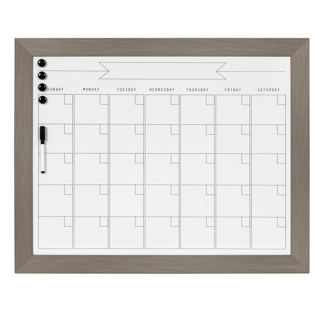 UNIEK INC. 213688 DesignOvations Beatrice Magnetic Framed Dry-Erase Monthly Calendar, Melamine, 23in x 29in, White, Gray Plastic Frame UNIEK INC. 213688 DesignOvations Beatrice Magnetic Framed Dry-Erase Monthly Calendar, Melamine, 23in x 29in, White, Gray Plastic Frame