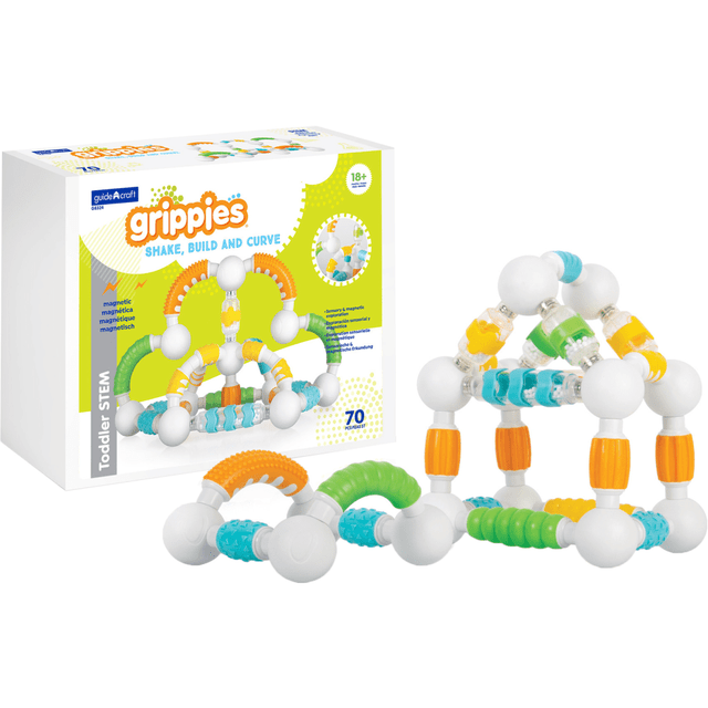 GUIDECRAFT, INC. GD-8324 Guidecraft USA Grippies Shake Build and Curve Set, Multicolor, Pre-K, Set Of 70 Pieces GUIDECRAFT, INC. GD-8324 Guidecraft USA Grippies Shake Build and Curve Set, Multicolor, Pre-K, Set Of 70 Pieces