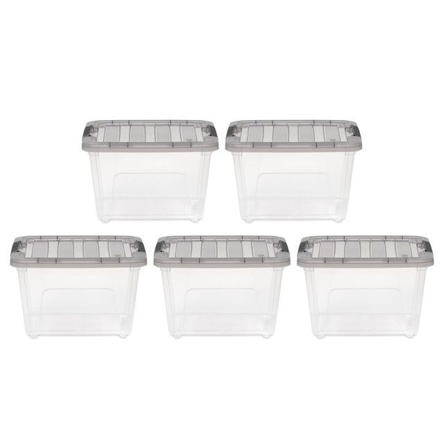 IRIS USA, INC. 500144 Iris Stack & Pull Storage Boxes, 4.75 Gallon, Clear/Gray, Set Of 5 Boxes IRIS USA, INC. 500144 Iris Stack & Pull Storage Boxes, 4.75 Gallon, Clear/Gray, Set Of 5 Boxes