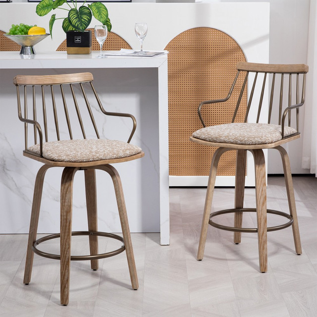 GLAMOUR HOME GHSTL-1755 Beatrice Fabric Counter Height Stool With Back, Brown GLAMOUR HOME GHSTL-1755 Beatrice Fabric Counter Height Stool With Back, Brown