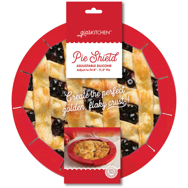 D2 MARKETING 23082 giasKITCHEN Adjustable Silicone Pie Crust Shield, Red D2 MARKETING 23082 giasKITCHEN Adjustable Silicone Pie Crust Shield, Red