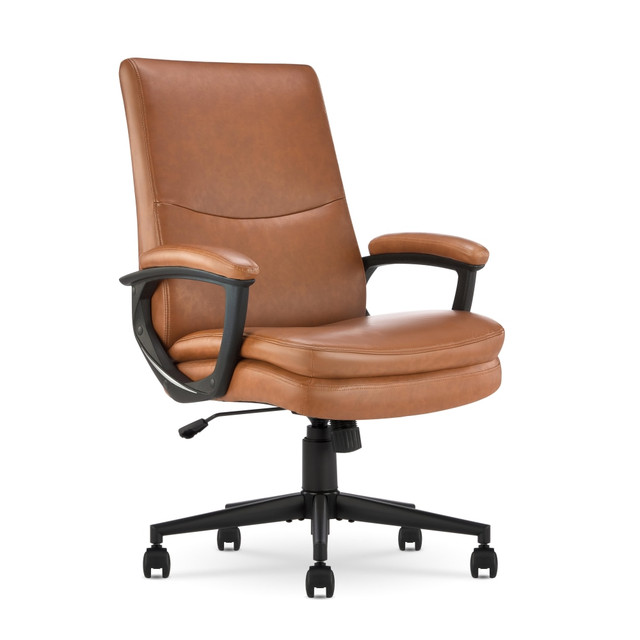 TRUE INNOVATIONS CHR10132D Serta Comfort Modern Ergonomic Bonded Leather High-Back Executive Office Chair, Cognac TRUE INNOVATIONS CHR10132D Serta Comfort Modern Ergonomic Bonded Leather High-Back Executive Office Chair, Cognac