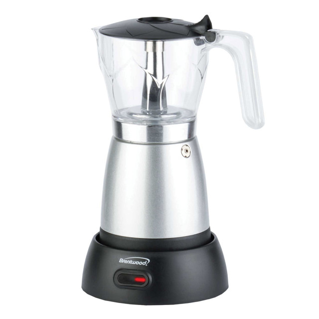 BRENTWOOD APPLIANCES, INC. TS-119S Brentwood 6-Cup Cordless Electric Moka Pot Espresso Machine, Silver BRENTWOOD APPLIANCES, INC. TS-119S Brentwood 6-Cup Cordless Electric Moka Pot Espresso Machine, Silver