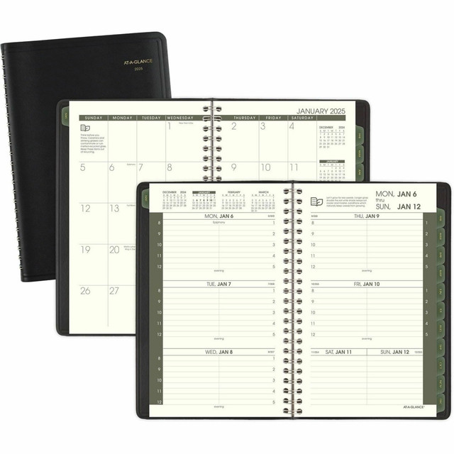 ACCO BRANDS USA, LLC AAG70100G05 At-A-Glance Recycled Appointment Book Planner - Julian Dates - Weekly - January 2024 - December 2024 - 8:00 AM to 5:00 PM - Hourly - 1 Week Double Page Layout - 4 7/8in x 8in Sheet Size - Desk Pad - Black - Tabbed, Ph ACCO BRANDS USA, LLC AAG70100G05 At-A-Glance Recycled Appointment Book Planner - Julian Dates - Weekly - January 2024 - December 2024 - 8:00 AM to 5:00 PM - Hourly - 1 Week Double Page Layout - 4 7/8in x 8in Sheet Size - Desk Pad - Black - Tabbed, Ph