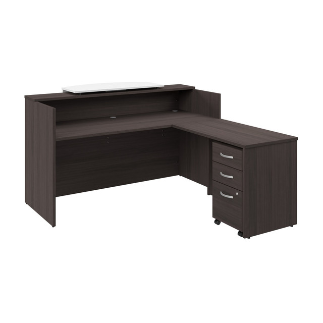 BUSH INDUSTRIES INC. ARV010SG Bush Business Furniture Arrive 72inW L Shaped Reception Desk with Counter and Mobile File Cabinet, Storm Gray, Standard Delivery