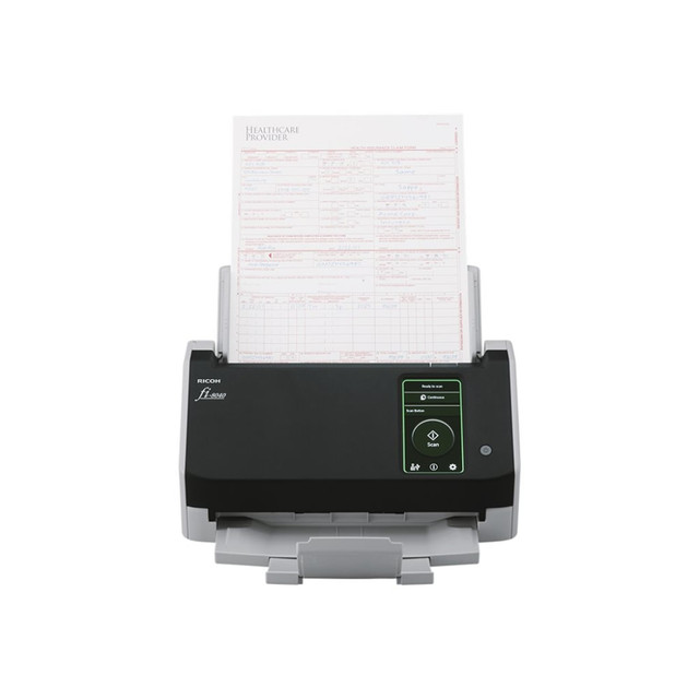 Advanced image processing. Equipped with a suite of advanced features such as Advanced DTC, Barcode Detection, and Ultrasonic sensor, the fi-8040 delivers superior image quality. Its ability to perform automatic color detection, blank page detection, and de-skewing enhances the scanning process, making it seamless and error-free.  Eco-friendly design. ENERGY STAR certification and EPEAT Silver compliance underscore the fi-8040s commitment to environmental sustainability. Its energy-efficient design, featuring low power consumption in operational, sleep, and standby modes, minimizes its carbon footprint while reducing operational costs.  Efficient scanning capabilities. The Ricoh fi-8040 boasts an impressive duty cycle of 6,000 scans per day, complemented by a 50-sheet feeder capacity. This high throughput capability ensures it can handle the demands of busy office environments efficiently.  Versatile connectivity options. With both USB 3.2 Gen 1 and Gigabit LAN interfaces, the fi-8040 offers flexible connectivity options. This versatility ensures it can easily integrate into any existing office network, facilitating quick and easy data transfer.  EPEAT Silver certified - reduced environmental impact from multiple eco-attributes. Ranked in three tiers: Bronze, Silver or Gold.  Energy efficient - designed to use less energy than alternative products, potentially helping you save money and reduce your carbon footprint.