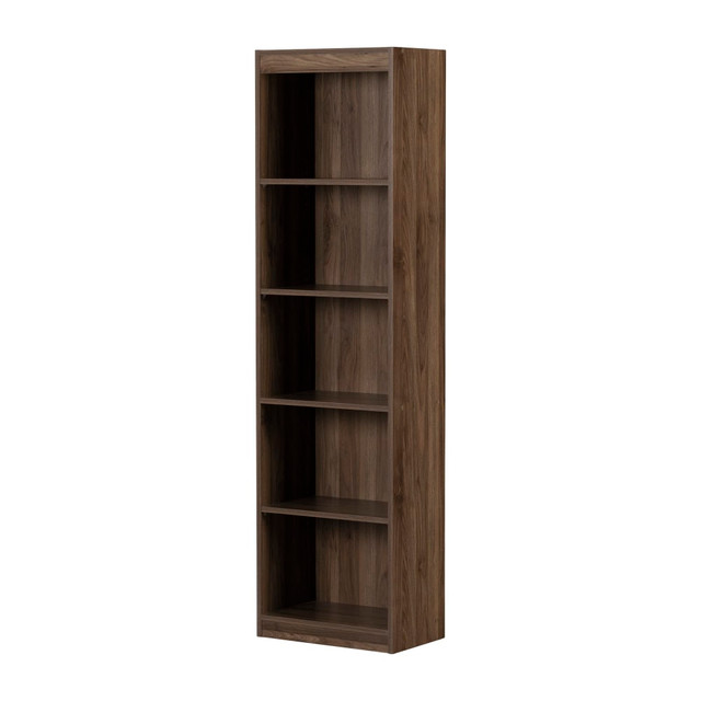 SOUTH SHORE IND LTD 15691 South Shore Axess 69inH 5-Shelf Narrow Bookcase, Natural Walnut SOUTH SHORE IND LTD 15691 South Shore Axess 69inH 5-Shelf Narrow Bookcase, Natural Walnut