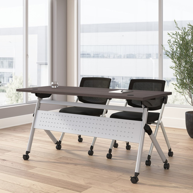 BUSH INDUSTRIES INC. NVS003SG Bush Business Furniture Envision 60inW Folding Training Table and 2 Folding Chairs, Storm Gray/Cool Gray Metallic, Standard Delivery BUSH INDUSTRIES INC. NVS003SG Bush Business Furniture Envision 60inW Folding Training Table and 2 Folding Chairs, Storm Gray/Cool Gray Metallic, Standard Delivery