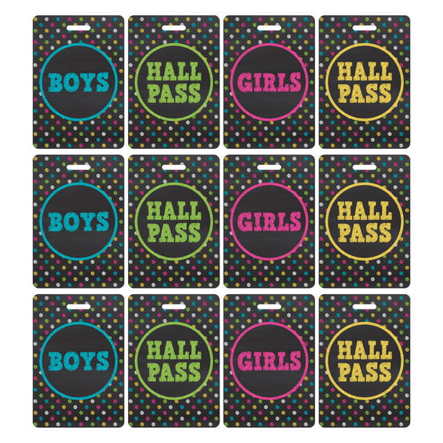 EDUCATORS RESOURCE TCR20320-3 Teacher Created Resources Hall Passes With Lanyards, 16-1/2in, Chalkboard Brights, 4 Passes Per Pack, Bundle Of 3 Packs EDUCATORS RESOURCE TCR20320-3 Teacher Created Resources Hall Passes With Lanyards, 16-1/2in, Chalkboard Brights, 4 Passes Per Pack, Bundle Of 3 Packs