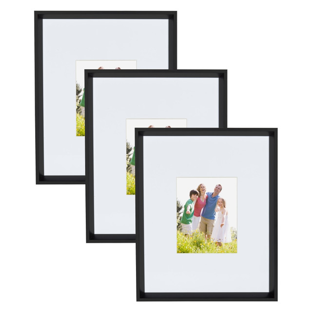 UNIEK INC. 212182 Kate And Laurel Calter Modern Wall Picture Frame Set, 21 1/2in x 17 1/2in With Mat, Black, Set Of 3