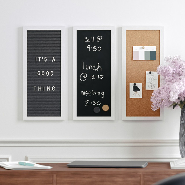 FLASH FURNITURE BRDK202210111WT Martha Stewart Everette Cork, Chalk And Letter Board Set, 8in x 18in, Black/Brown, White Woodgrain Frame FLASH FURNITURE BRDK202210111WT Martha Stewart Everette Cork, Chalk And Letter Board Set, 8in x 18in, Black/Brown, White Woodgrain Frame