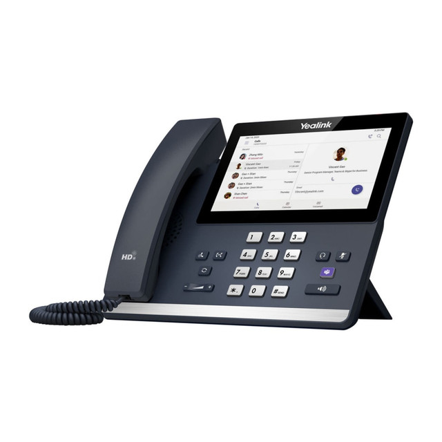 Keep your business running smoothly with a Yealink VOIP Microsoft Certified Teams Phone. The Teams-tailored user interface and large 7in capacitive touch screen allow efficient, simple use. With HD audio and Yealink Noise Proof Technology, expect clear conversations.  Runs on the Android 13 OS.  Large 7in capacitive touch screen allows easy control.  Optimal HD audio with Yealink Noise Proof Technology for clear conversations.  Features a dedicated Microsoft Teams button and a Teams-tailored user interface.  Built-in Bluetooth 5.2 and Dual Band 2.4G/5G Wi-Fi 5 allows simple connection options.  Boasts dual-port Gigabit Ethernet.  Equipped with 1 USB Type-A port that supports a USB headset and 1 USB Type-C port that supports Device Mode.  Supports Expansion Module EXP50, Microsoft TAC and YMCS.  IEEE 802.3af PoE support without PSU.  Wall mountable for convenient access.  Includes a magnet handset.