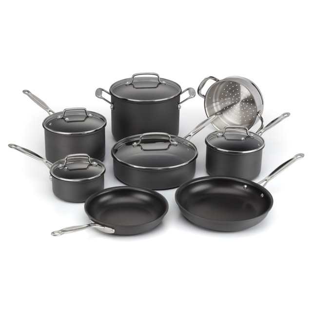 CONAIR CORPORATION 66-13 Cuisinart Chefs Classic Anodized Titanium Nonstick 13-Piece Cookware Set, Black