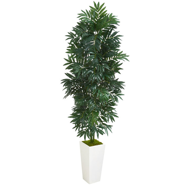 NEARLY NATURAL INC. 8083 Nearly Natural 5ftH Bamboo Palm Artificial Plant With Planter, 60inH x 20inW x 20inD, White/Green NEARLY NATURAL INC. 8083 Nearly Natural 5ftH Bamboo Palm Artificial Plant With Planter, 60inH x 20inW x 20inD, White/Green