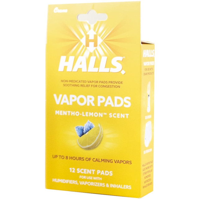 CRANE USA, INC. HS-1950LH Crane Halls Vapor Pads, Mentho-Lemon Scent, 4-5/16inH x 3inW x 1-1/4inD, Pack Of 12 Pads CRANE USA, INC. HS-1950LH Crane Halls Vapor Pads, Mentho-Lemon Scent, 4-5/16inH x 3inW x 1-1/4inD, Pack Of 12 Pads