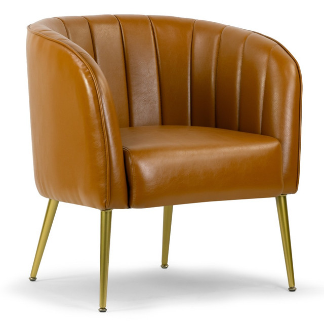 GLAMOUR HOME GHACC-1565 Avia Faux Leather Accent Chair With Decorative Stitching, Cappuccino Brown/Gold GLAMOUR HOME GHACC-1565 Avia Faux Leather Accent Chair With Decorative Stitching, Cappuccino Brown/Gold