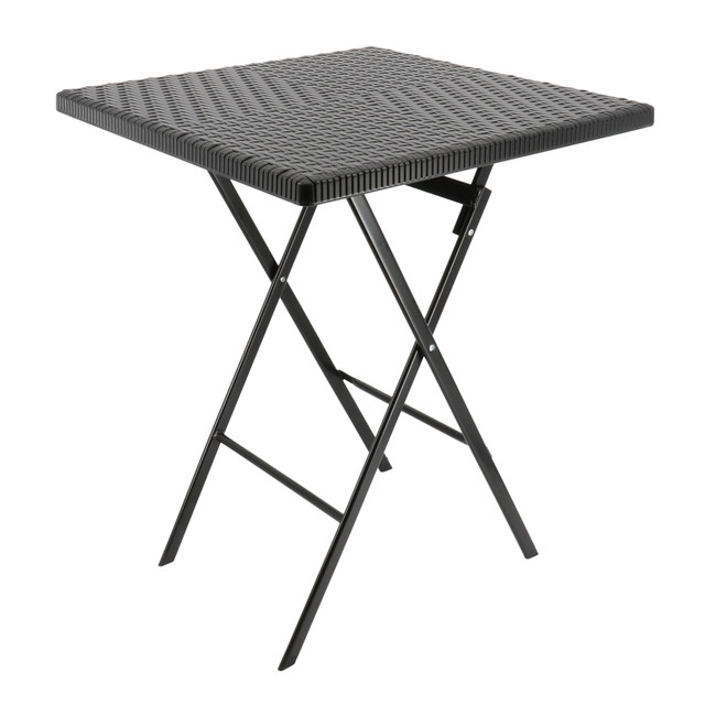 MEGAGOODS, INC. 995120383M Elama Plastic Rattan Folding Square Outdoor Furniture Table, 29-1/8inH x 23-5/8inW x 23-5/8inD, Black
