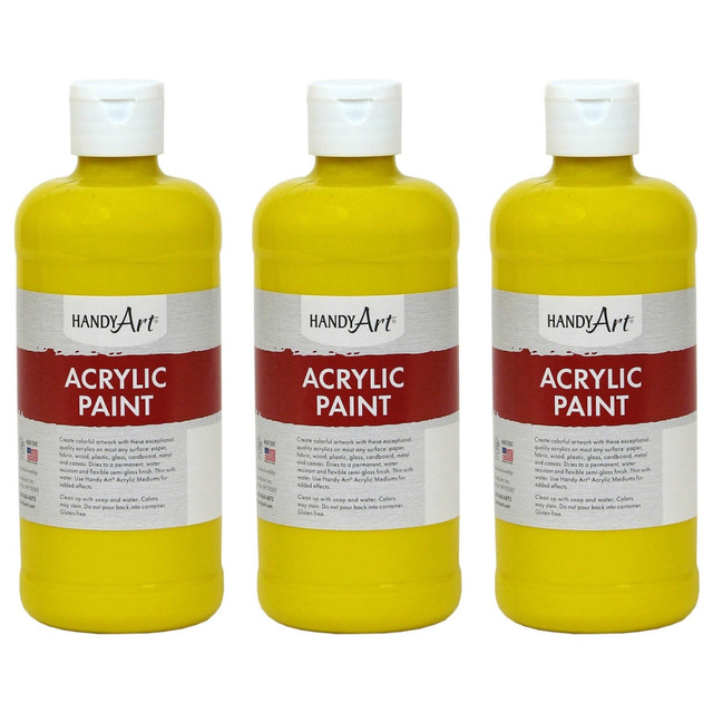 EDUCATORS RESOURCE RPC101010-3 Handy Art Acrylic Paints, 16 Oz, Chrome Yellow, Pack Of 3 Paints EDUCATORS RESOURCE RPC101010-3 Handy Art Acrylic Paints, 16 Oz, Chrome Yellow, Pack Of 3 Paints
