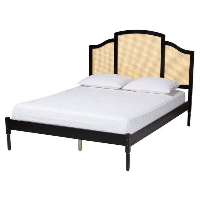 WHOLESALE INTERIORS, INC. 2721-13447 Baxton Studio Librina Finished Wood Queen Size Platform Bed, 52-5/8inH x 64-5/16inW x 84-5/8inD, Black/Natural Brown WHOLESALE INTERIORS, INC. 2721-13447 Baxton Studio Librina Finished Wood Queen Size Platform Bed, 52-5/8inH x 64-5/16inW x 84-5/8inD, Black/Natural Brown
