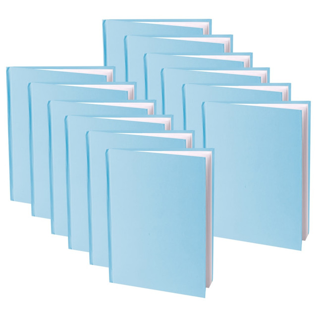 EDUCATORS RESOURCE ASH10714-12 Young Authors Hardcover Blank Book, 8inH x 6inW Portrait, 14 Sheets/28 Pages, Blue Cover, White Pages, Pack Of 12