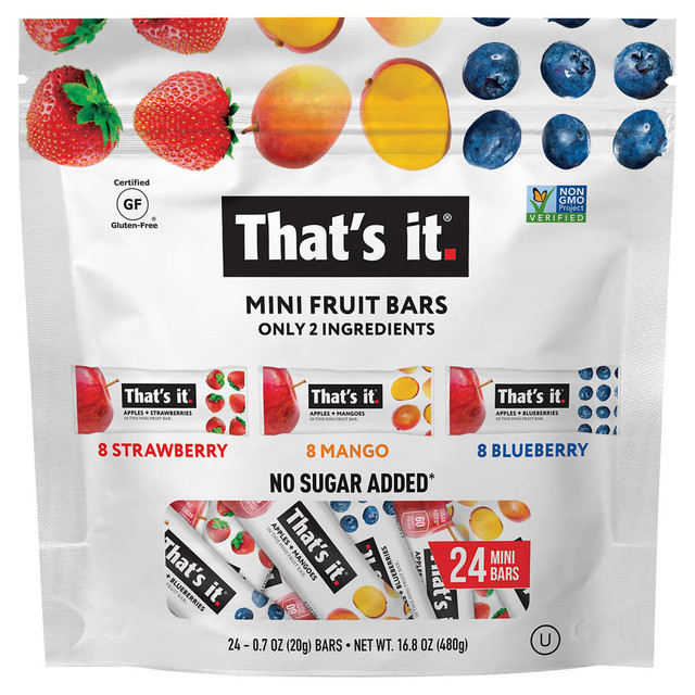 E & J GALLO WINERY, INC. 085000054756 Thats it Mini Fruit Bars Variety Pack, 0.7 Oz, Pack Of 24 Bars E & J GALLO WINERY, INC. 085000054756 Thats it Mini Fruit Bars Variety Pack, 0.7 Oz, Pack Of 24 Bars