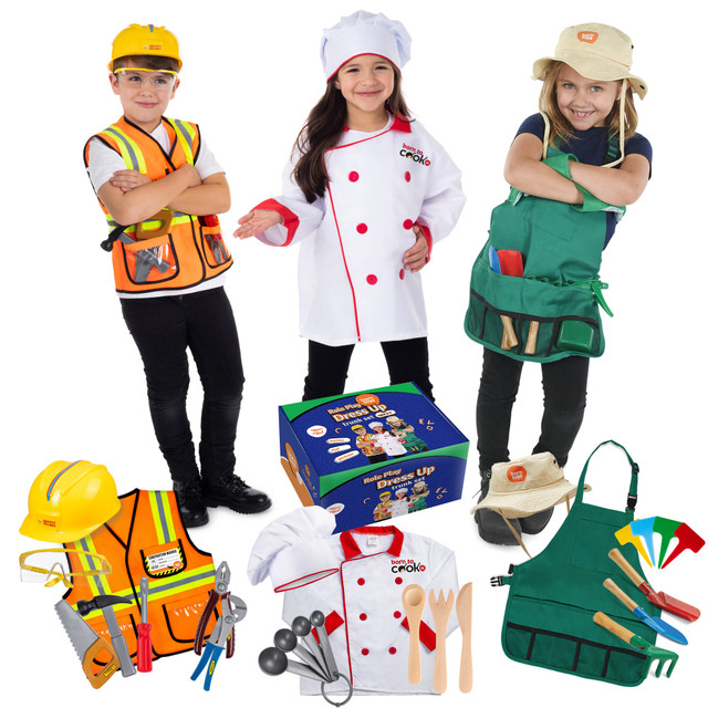 EDUCATORS RESOURCE BNVBT023 Bintiva Dress Up / Drama Play Helping At Home Trunk Set, Construction Worker-Chef-Gardener EDUCATORS RESOURCE BNVBT023 Bintiva Dress Up / Drama Play Helping At Home Trunk Set, Construction Worker-Chef-Gardener