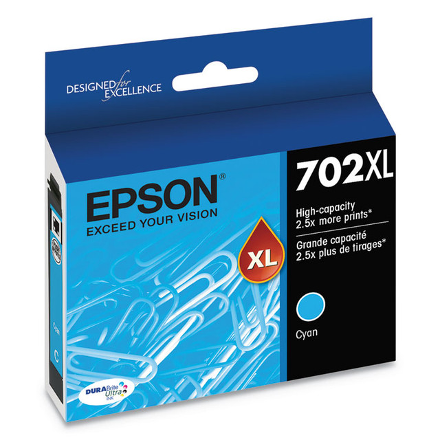 EPSON AMERICA, INC. T702XL220S T702XL220-S (702XL) DURABrite Ultra High-Yield Ink, 950 Page-Yield, Cyan