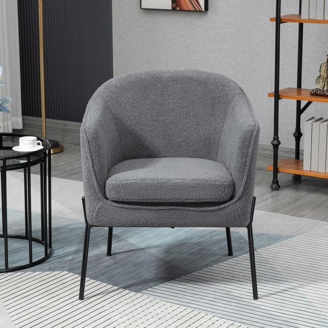 GLAMOUR HOME GHACC-1635 Ayame Boucle Fabric Accent Chair, Gray/Black GLAMOUR HOME GHACC-1635 Ayame Boucle Fabric Accent Chair, Gray/Black