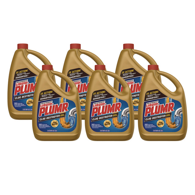 THE CLOROX COMPANY 00228 Liquid Plumr Pro-Strength Full Clog Destroyer Plus PipeGuard, Gel, 80 oz, 6/Carton