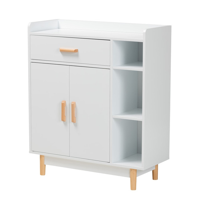 WHOLESALE INTERIORS, INC. 2721-12936 Baxton Studio Russell Mid-Century Modern 2-Tone 2-Door Sideboard, White/Oak Brown