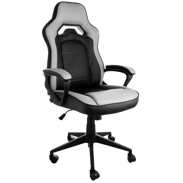 MEGAGOODS, INC. 995120157M Elama Faux Leather High-Back Adjustable Office Chair, Gray/Black MEGAGOODS, INC. 995120157M Elama Faux Leather High-Back Adjustable Office Chair, Gray/Black