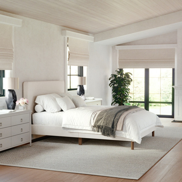 FLASH FURNITURE TW3WDB01BFBG Martha Stewart Britta Upholstered Platform Bed with Rounded Headboard, Piped Detailing and Cushioned Siderails, Wood Slat Bottom, No Box Spring Needed, Beige Fabric/Walnut Legs, Full FLASH FURNITURE TW3WDB01BFBG Martha Stewart Britta Upholstered Platform Bed with Rounded Headboard, Piped Detailing and Cushioned Siderails, Wood Slat Bottom, No Box Spring Needed, Beige Fabric/Walnut Legs, Full